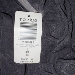 Torrid Charcoal Mesh Smock Waist Skirt